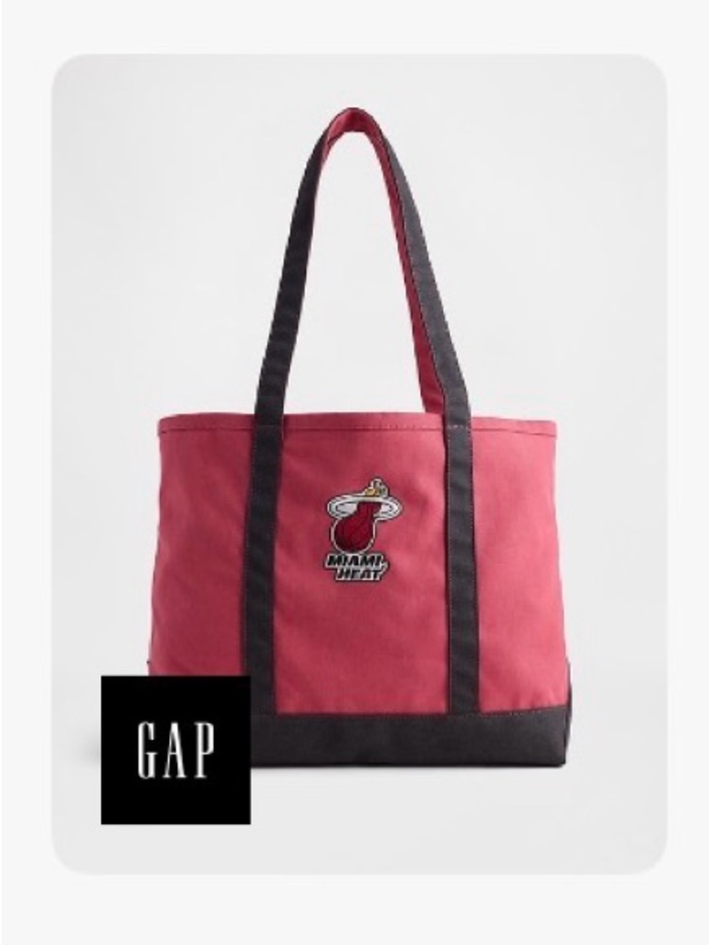 GAP Red Tote with Black Trim and Miami Heat Patch